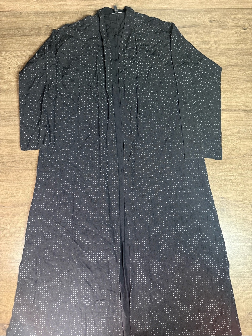 Eileen Fisher Morse Code Kimono Duster Jacket Womens S Black Tencel Belted